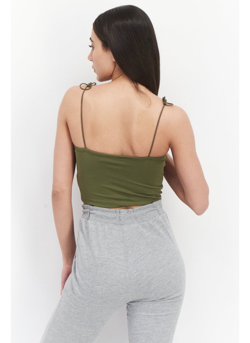 adidas Originals - Women Sportswear Fit Brand Logo Outdoor Tank Top, Dark Olive - Image 1