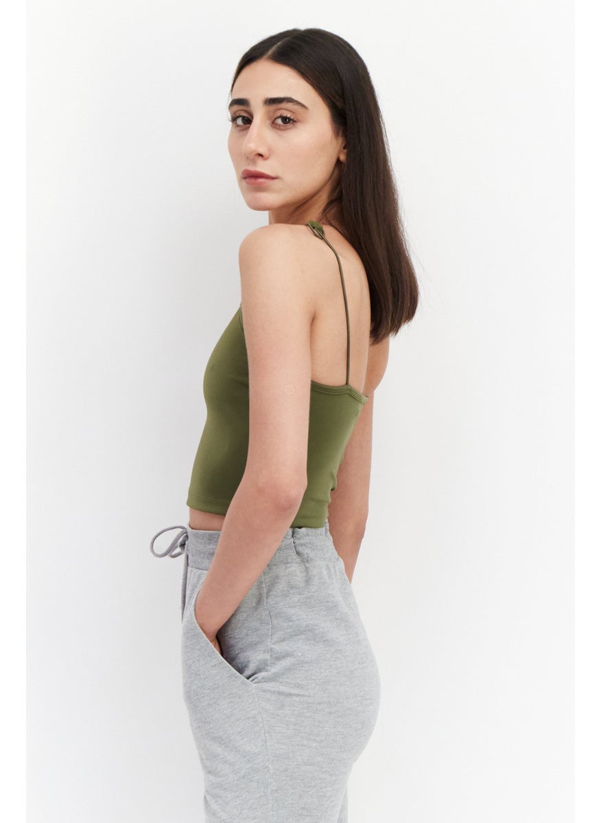 adidas Originals - Women Sportswear Fit Brand Logo Outdoor Tank Top, Dark Olive - Image 1