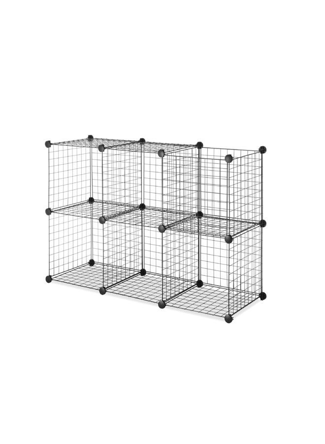 Whitmor Storage Cubes - Stackable Interlocking Wire Shelves - 14.25"D x 14.5"W x 14.5"H - Black (Set of 6) - Image 4