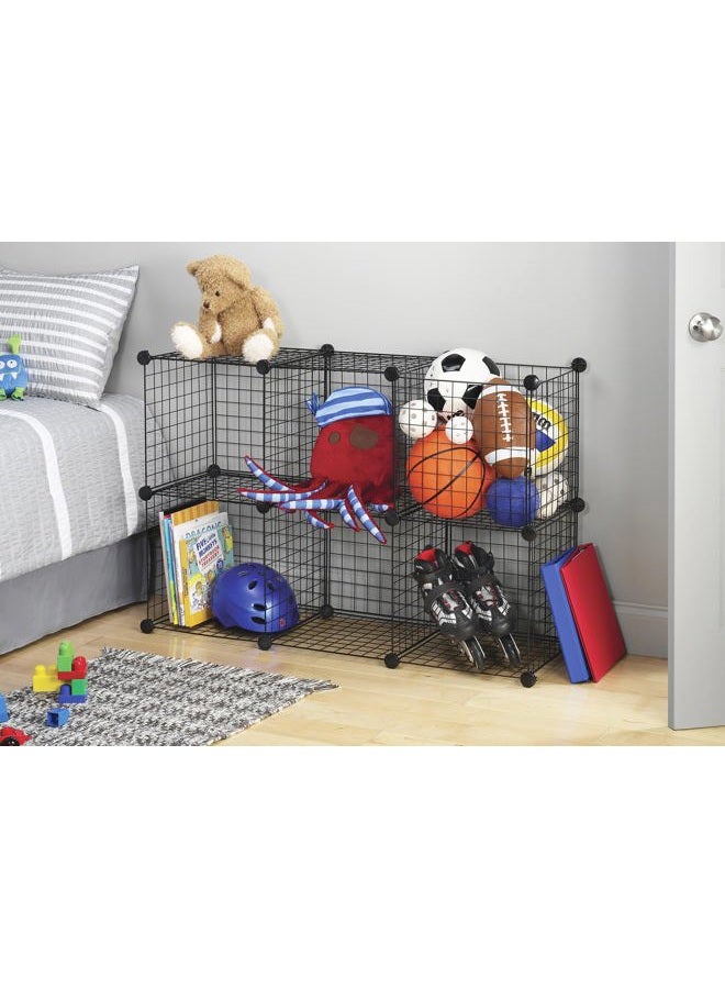 Whitmor Storage Cubes - Stackable Interlocking Wire Shelves - 14.25"D x 14.5"W x 14.5"H - Black (Set of 6) - Image 5