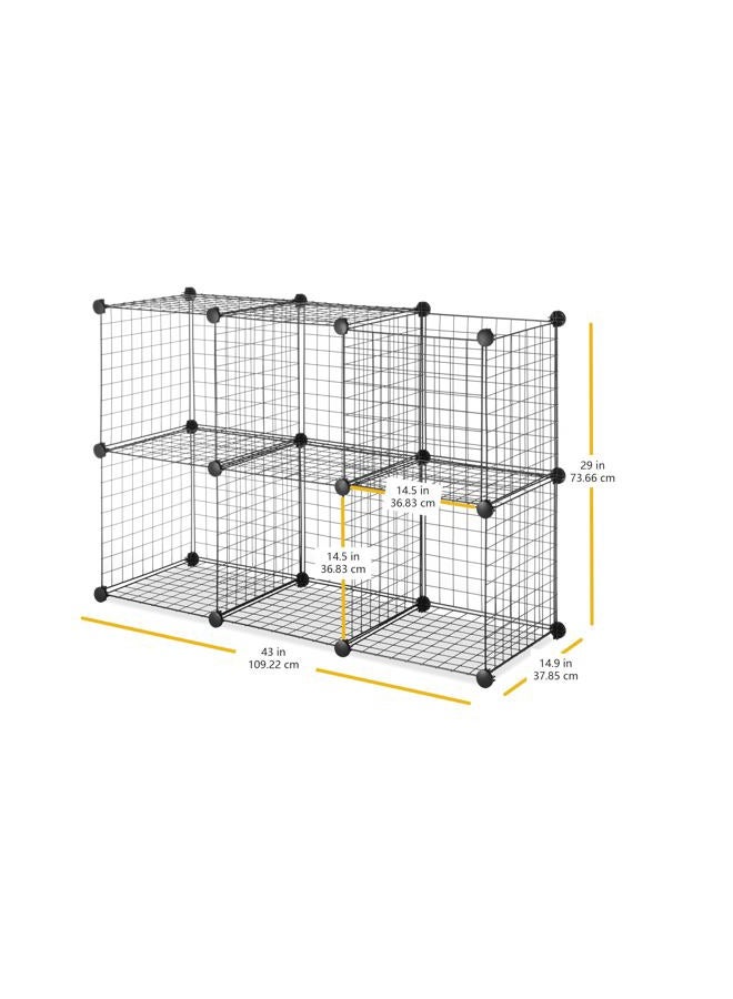 Whitmor Storage Cubes - Stackable Interlocking Wire Shelves - 14.25"D x 14.5"W x 14.5"H - Black (Set of 6) - Image 2