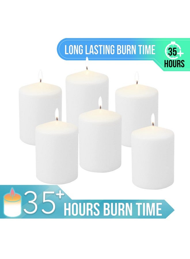 Stonebriar 35 Hour Long Burning Unscented Pillar Candles, 3x4, White - Image 4
