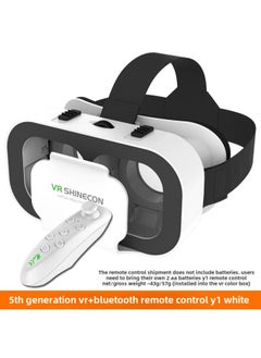 سماعة الواقع الافتراضي المحمولة VR نظارات الواقع الافتراضي ثلاثية الأبعاد للألعاب تصميم خفيف الوزن للأجهزة المحمولة والعصرية والاستخدام التجاري - اللون: الجيل الخامس VR Y1 أبيض جهاز تحكم عن بعد بلوتوث