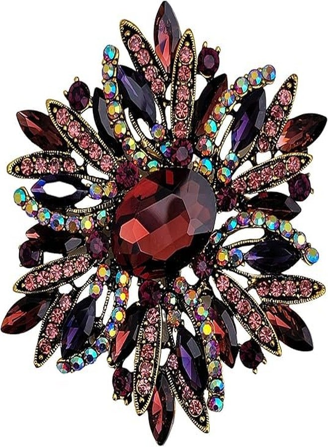 VALUEVIBES European and American Trend Flower Brooch - Alloy Metal with Pearl, Rhinestone, and Drop Oil Design for Women’s Corsage (PURPLE) - Image 1