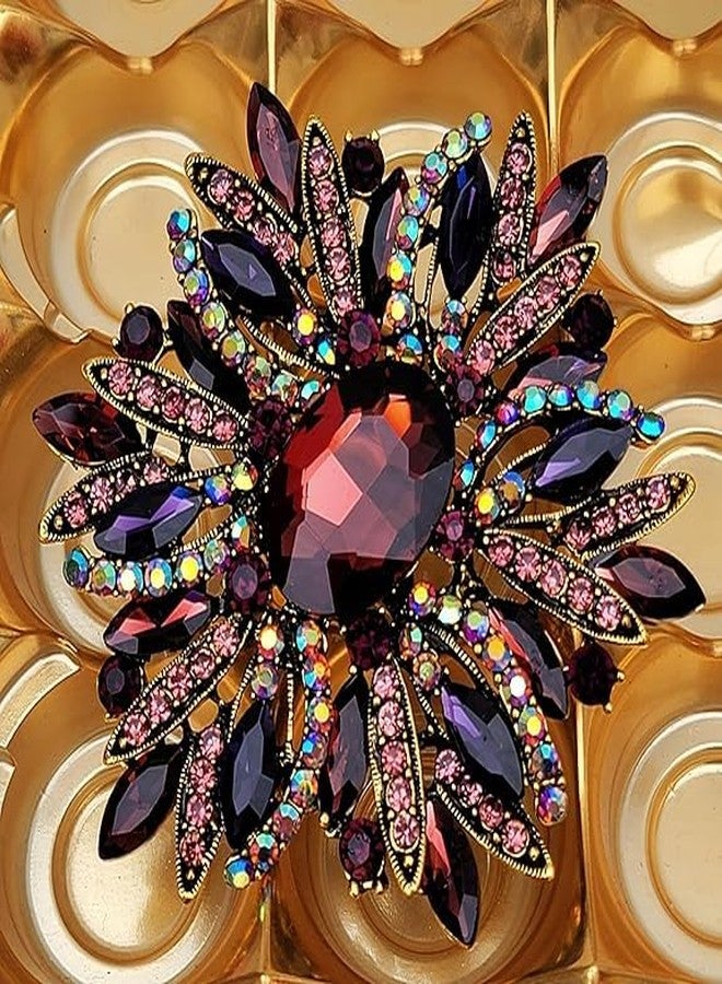 VALUEVIBES European and American Trend Flower Brooch - Alloy Metal with Pearl, Rhinestone, and Drop Oil Design for Women’s Corsage (PURPLE) - Image 2