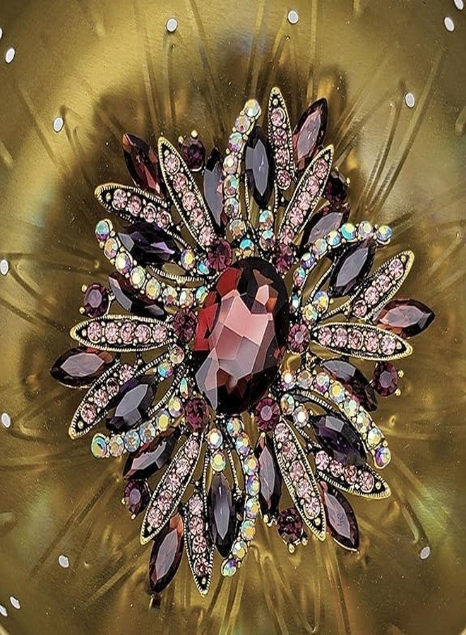 VALUEVIBES European and American Trend Flower Brooch - Alloy Metal with Pearl, Rhinestone, and Drop Oil Design for Women’s Corsage (PURPLE) - Image 5