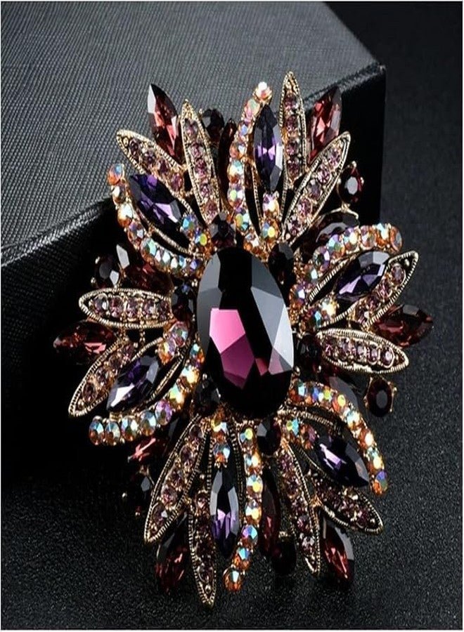 VALUEVIBES European and American Trend Flower Brooch - Alloy Metal with Pearl, Rhinestone, and Drop Oil Design for Women’s Corsage (PURPLE) - Image 4