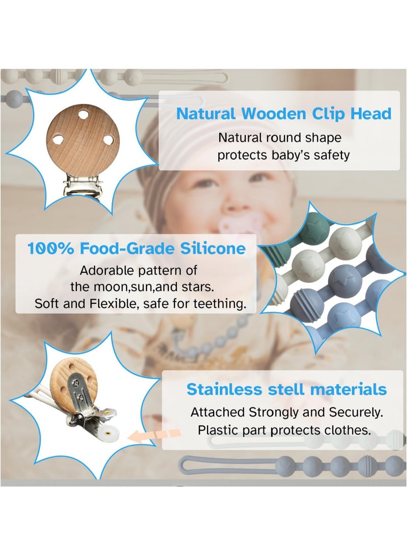 Donna Rosa New Arrivals! Pacifier Clip with Cute Design! Made of Silicone & Beech! Pack of 2! - Image 2