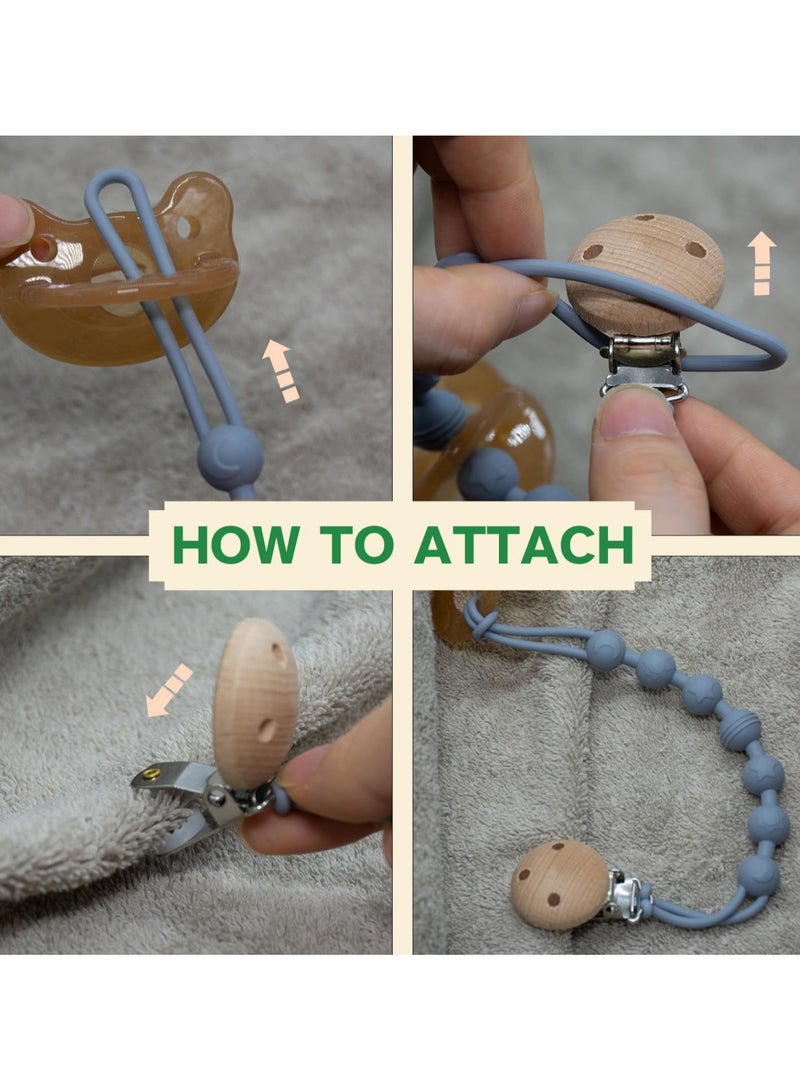 Donna Rosa New Arrivals! Pacifier Clip with Cute Design! Made of Silicone & Beech! Pack of 2! - Image 4