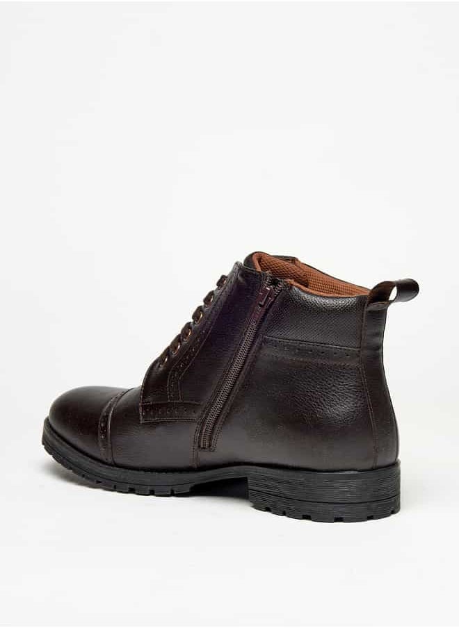 LBL by Shoexpress Men Perforated Chukka Boots with Zip Closure  - Image 2