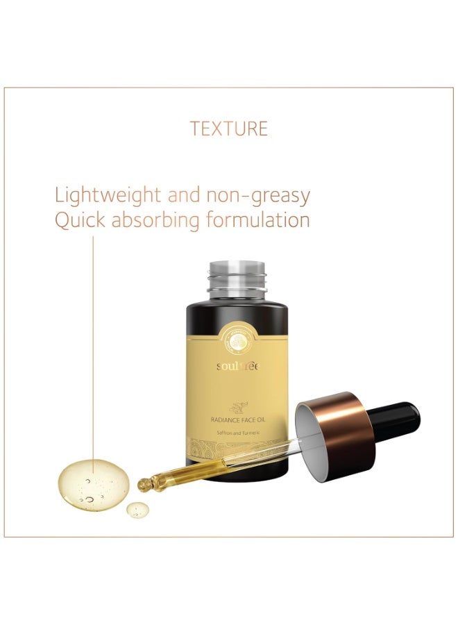 سول تري زيت الوجه Radiance من SoulTree بالزعفران والكركم - يعزز الإشراق الطبيعي، ويرطب ويغذي البشرة الباهتة - 30 مل - Image 2