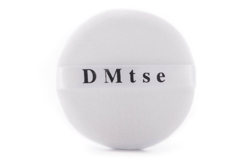 DMtse Round Jumbo Velour Powder Puff w Ribbon 425 Diameter White