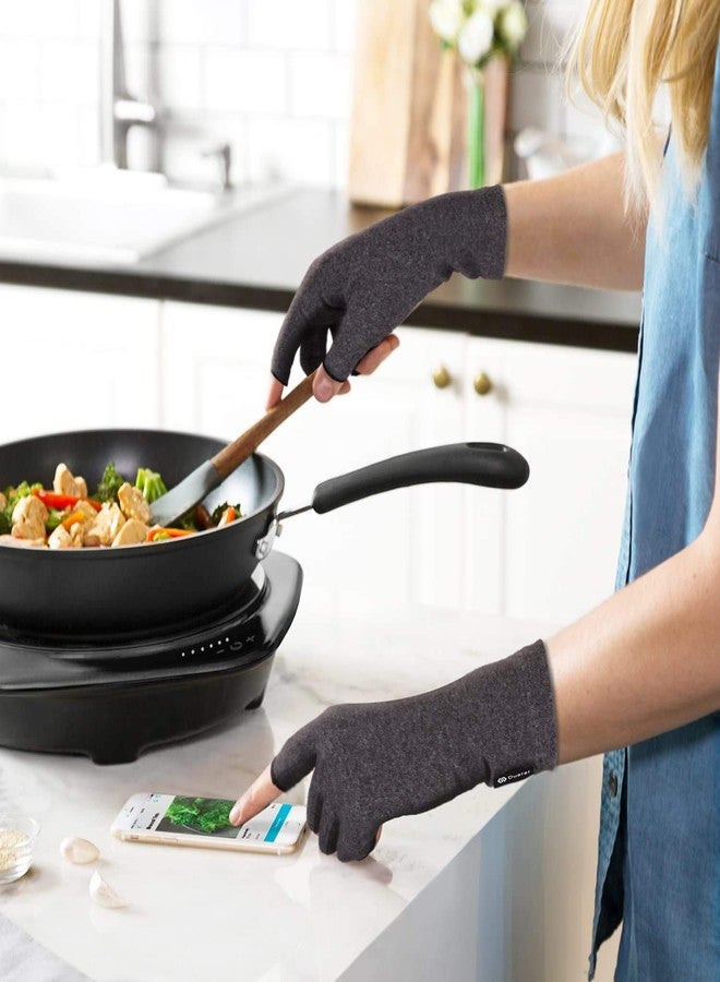 دورير قفازات ضغط التهاب المفاصل من دويرير للنساء والرجال لعلاج إصابات الإجهاد المتكررة، ومتلازمة النفق الرسغي، والروماتيزم، والتهاب الأوتار، وقفازات بدون أصابع للكتابة على الكمبيوتر والعمل اليومي (أسود، كبير) - Image 5