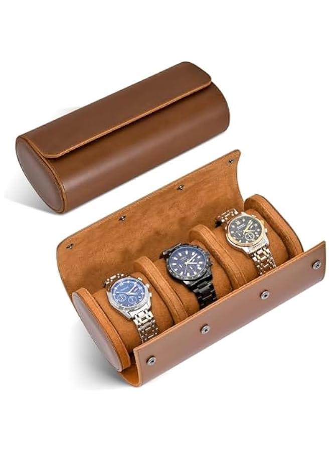 هوكور اي بين حافظة ساعة للسفر - 3 قطع لتخزين وتنظيم الساعات - تخزين آمن مع وسائد مبتكرة قابلة للازالة وفواصل صلبة للتخزين المنزلي والسفر والعرض (بني)، سويدي - Image 1