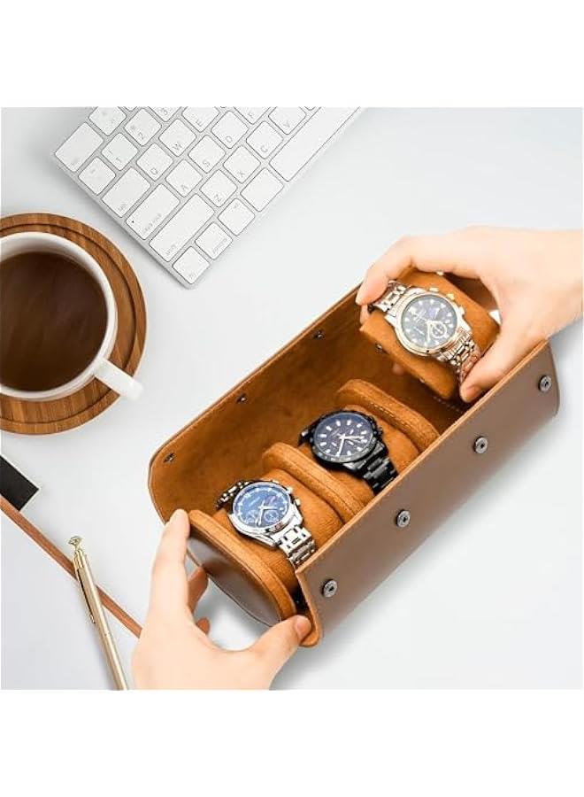 هوكور اي بين حافظة ساعة للسفر - 3 قطع لتخزين وتنظيم الساعات - تخزين آمن مع وسائد مبتكرة قابلة للازالة وفواصل صلبة للتخزين المنزلي والسفر والعرض (بني)، سويدي - Image 5