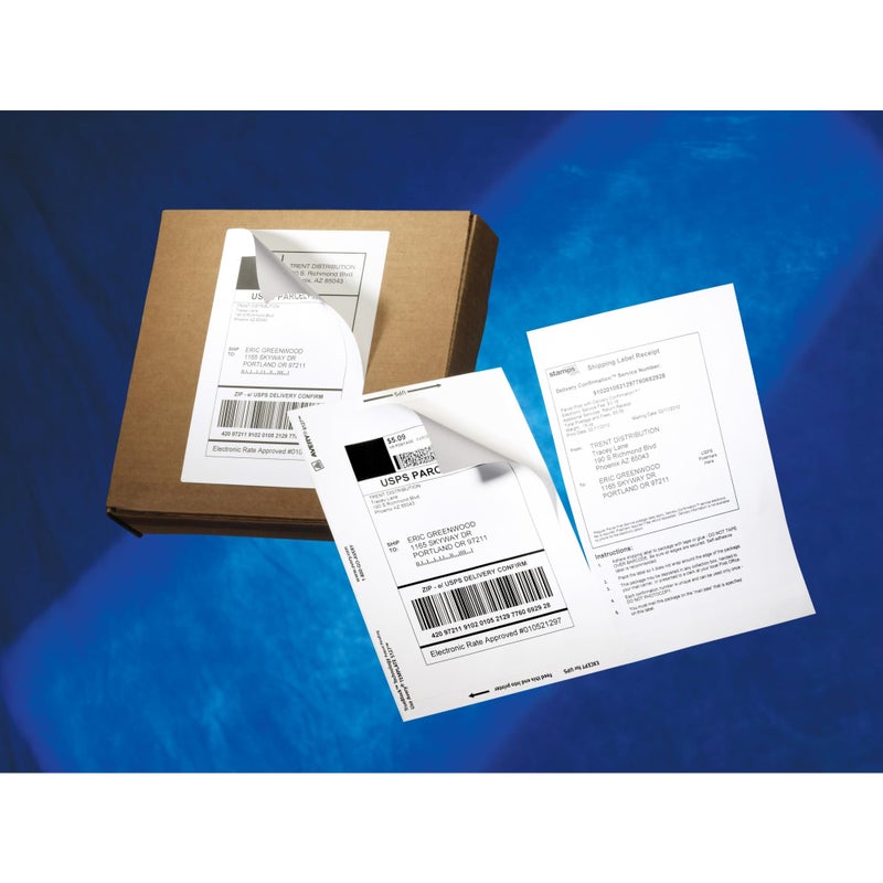 Avery Printable Shipping Labels with Paper Receipts, 5-1/16" x 7-5/8", White, 50 Blank Mailing Labels (5127) - Image 5