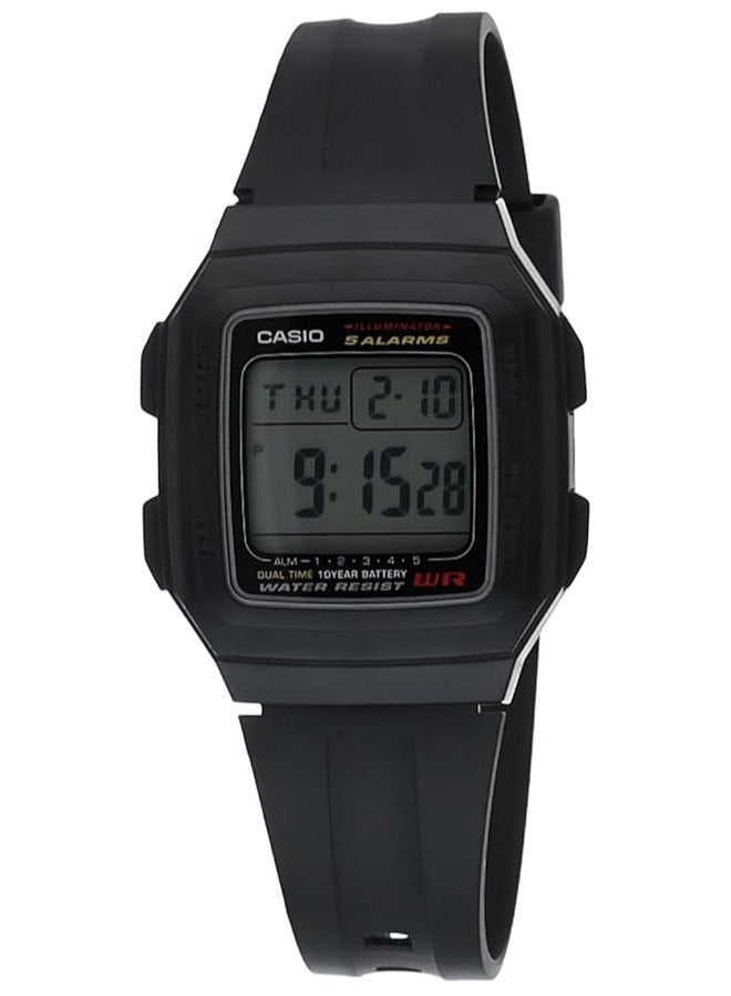 كاسيو ساعة كاجوال رقمية للرجال من كاسيو F-201WA-1ADF، ديجيتال، بمينا رمادي، بسوار أسود - Image 1