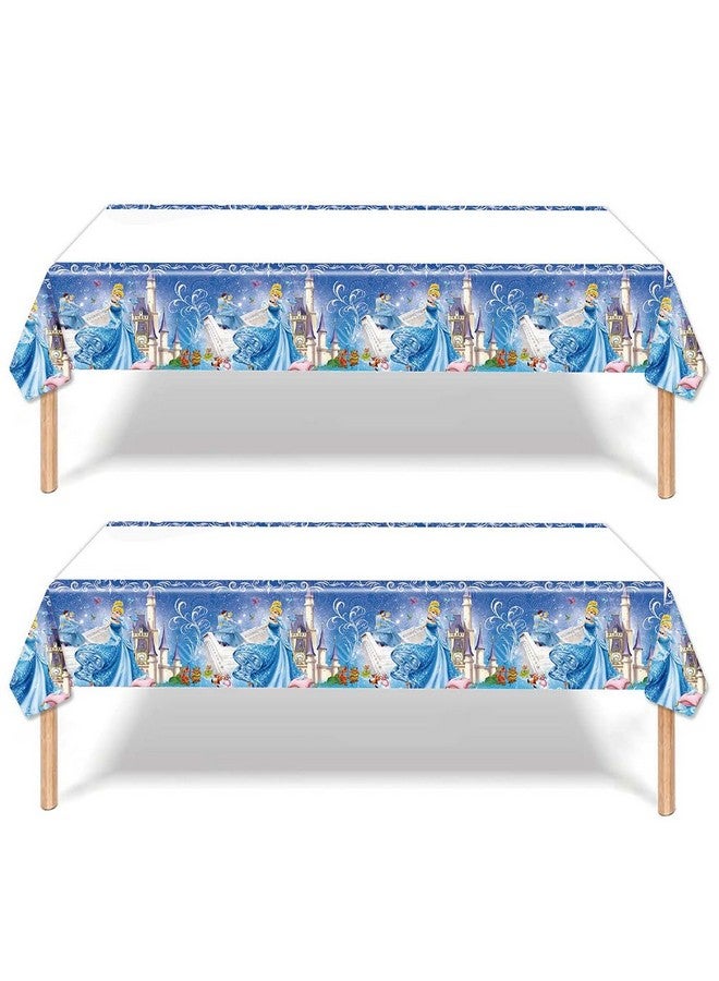 OMTO 2Pcs Cinderella Tablecloth Disposable Tablecover Birthday Party Supplies And Decorations For Kid Boy Baby Shower Rectangle Tables 70"X42",2 Pack - Image 1