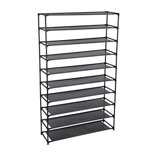 Simplify 10 Tier 50 Pair Freestanding Shoe Rack | Holds up to 100 Individual Shoes | Good for Sneakers, Boots, Loafers, Heels & Slippers | Black - Image 4