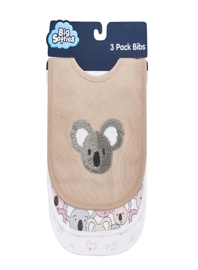 Big Softies Newborn Bibs with Adjustable Snap Button Fastener-Koala|100% Cotton|Ultra Soft & Super Absorbent|Lightweight & Comfortable|For Drooling, Teething & Feeding|Unisex 0-12 months|Pack of 3 - Image 3