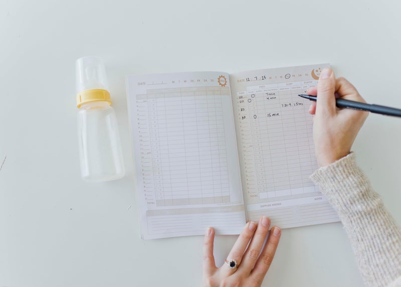 pearhead كتاب تسجيل يوميات الطفل من بيرهيد، صفحات قابلة للتعبئة، تتبع جدول طفلك حديث الولادة، متتبع يومي للآباء الجدد، تذكارات للأمهات الجدد - Image 4