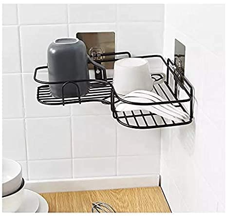 Honexa Bathroom Corner Rack,Shelf Organizer Storage/Shelves Corner - Metal 14.2 X 2.4 X 10 Inch,Black - Image 5