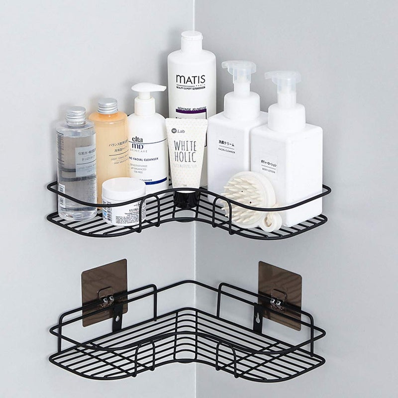 Honexa Bathroom Corner Rack,Shelf Organizer Storage/Shelves Corner - Metal 14.2 X 2.4 X 10 Inch,Black - Image 4