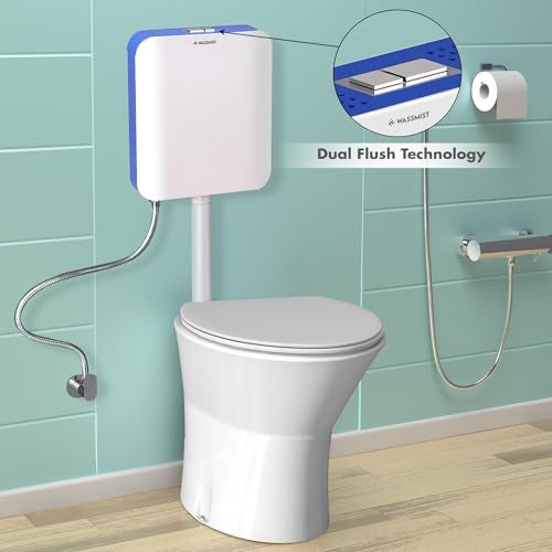 WASSMIST Flush Tank for Toilet / 8 LTR Dual Flush Cistern | Durable Toilet Flush Tank | Stylish Flush Tank for Indian Bathrooms (Blue) - Image 3