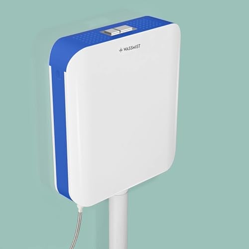 WASSMIST Flush Tank for Toilet / 8 LTR Dual Flush Cistern | Durable Toilet Flush Tank | Stylish Flush Tank for Indian Bathrooms (Blue) - Image 1