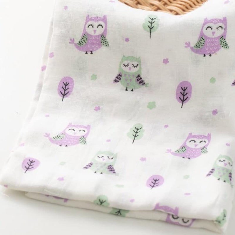 Threads & Yarn Threads Yarn Organic Muslin Cotton Swaddle Wrap for New Born 100 cm x 100 cm Multicolor Pack of 5 Animal Print - Image 4