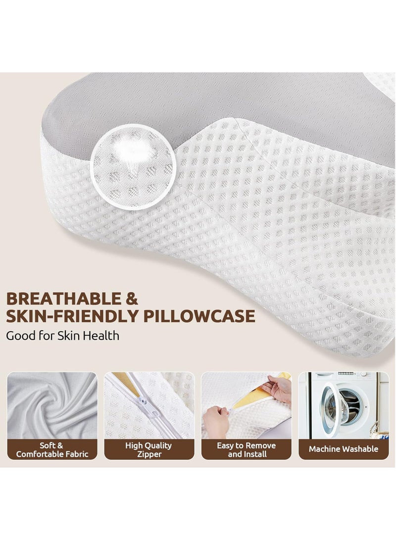 ELTRAZONE Skin Friendly Cooling Cervical Neck Pillow Head and Neck Support Sleeping Cushion Pillow with Soft Comfort High Elastic Fiber Fabric Adjustable Ergonomic Design for Back and Stomach Side Sleeping Support  - Image 5