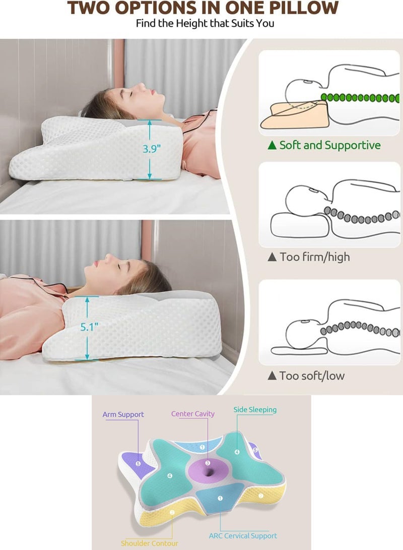 ELTRAZONE Skin Friendly Cooling Cervical Neck Pillow Head and Neck Support Sleeping Cushion Pillow with Soft Comfort High Elastic Fiber Fabric Adjustable Ergonomic Design for Back and Stomach Side Sleeping Support  - Image 4