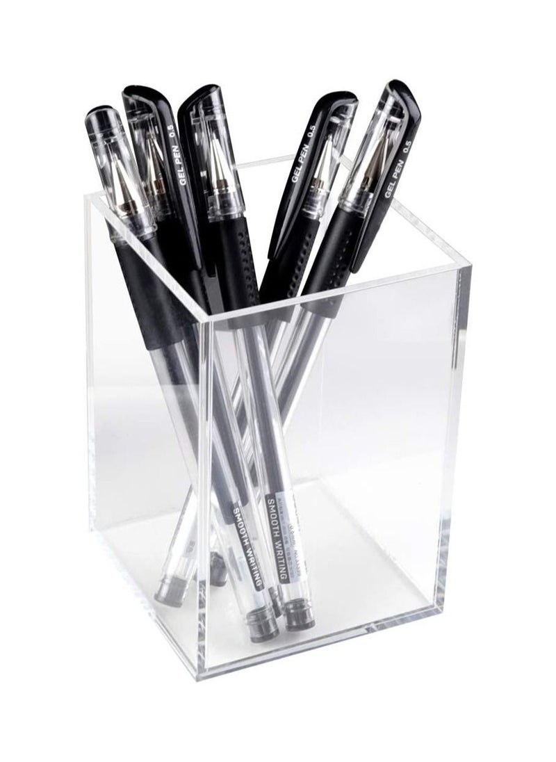 Eworld 2 Pack Acrylic Pen Holder Clear Desktop Pencil Cup Stationery Organizer for Office Desk Accessory  - Image 2