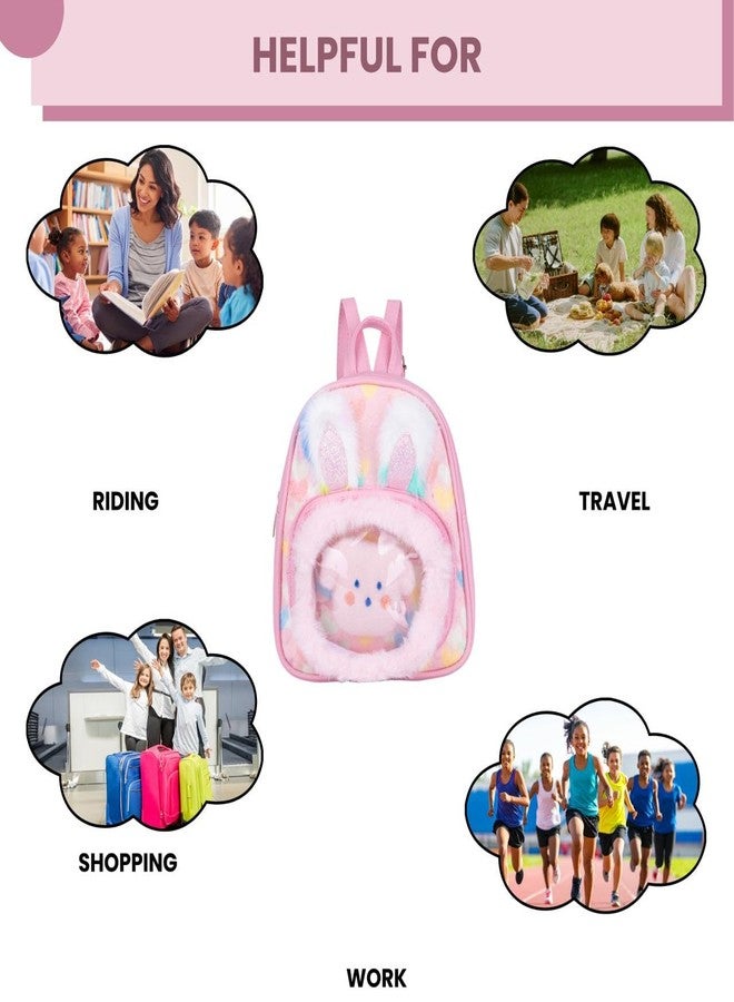 CELEORIS Cute Bunny Mini Backpack for Kids & Girls | Aesthetic Plush Cartoon Small Backpack with Adjustable Straps | Lightweight Mini School Bag for Toddlers, Kids, Travel, Picnic & Daily Use (pink) - Image 5