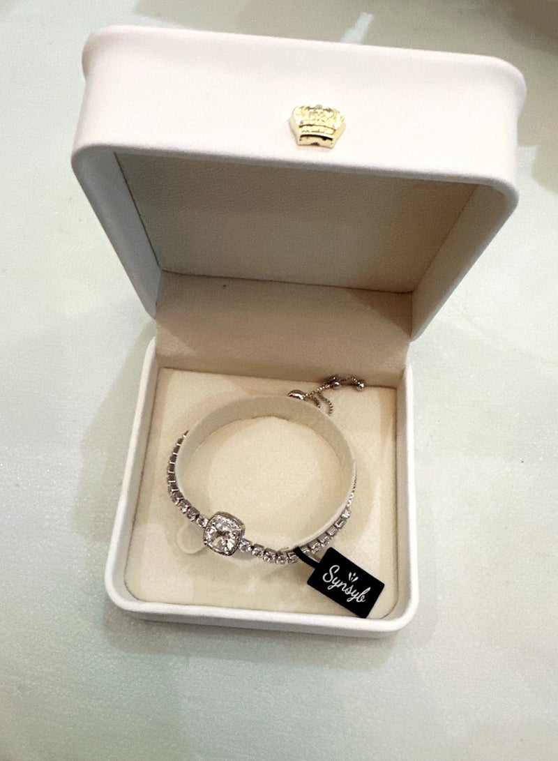 سنسيب سوار التنس مجموعة Zirconia Cluster المتألقة - الفضة - مجوهرات حفلات زفاف/حفل زفاف مطلي وأنيقة للنساء - Image 5