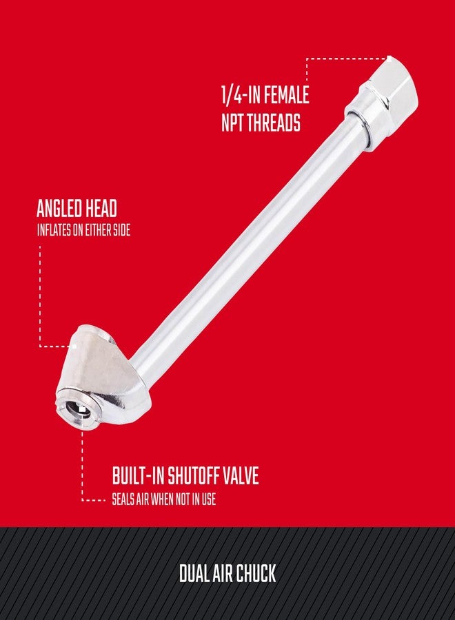 CRAFTSMAN Dual Air Chuck, 1/4-in Female NPT Threads, Extended Reach for Hard-to-Reach Valves - Image 3