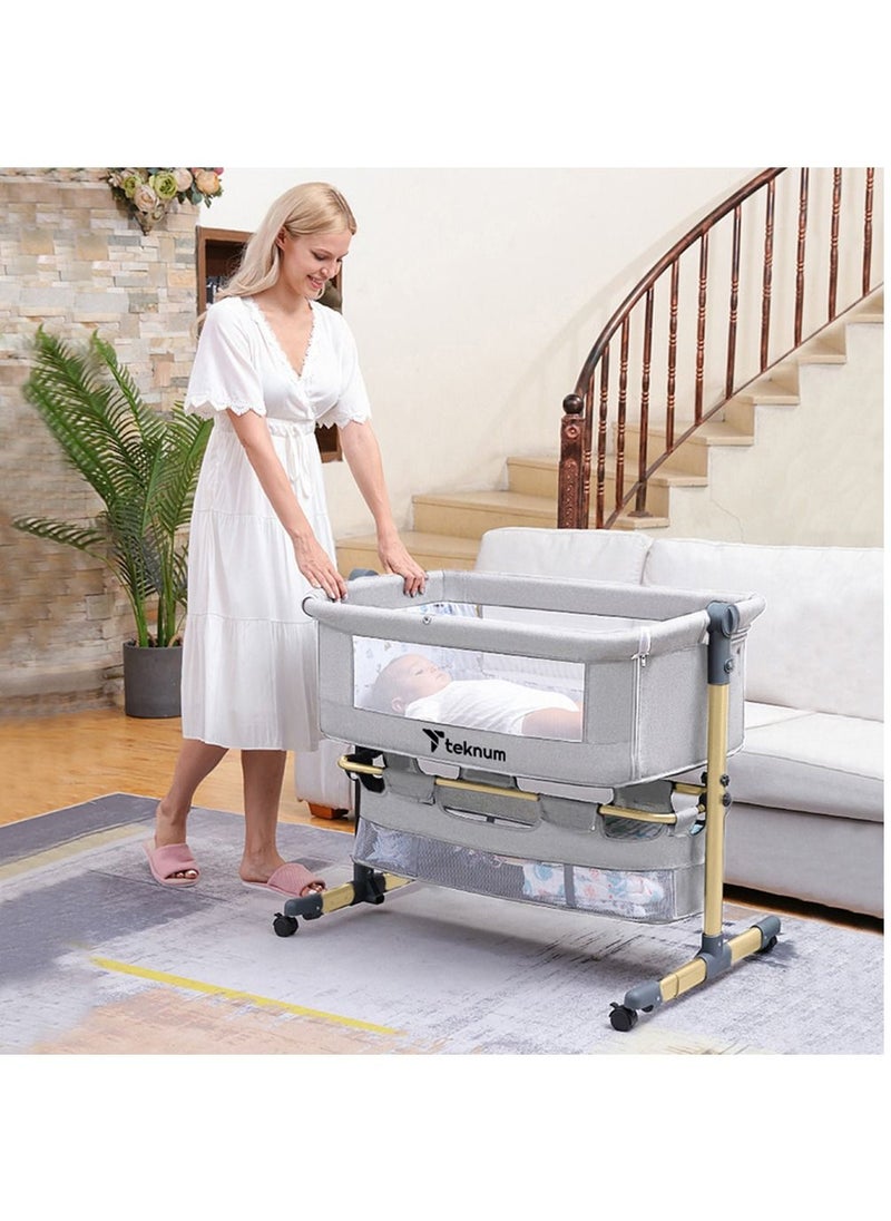 TEKNUM - TEKNUM Sunshine Bedside Crib-Light Grey - Image 1