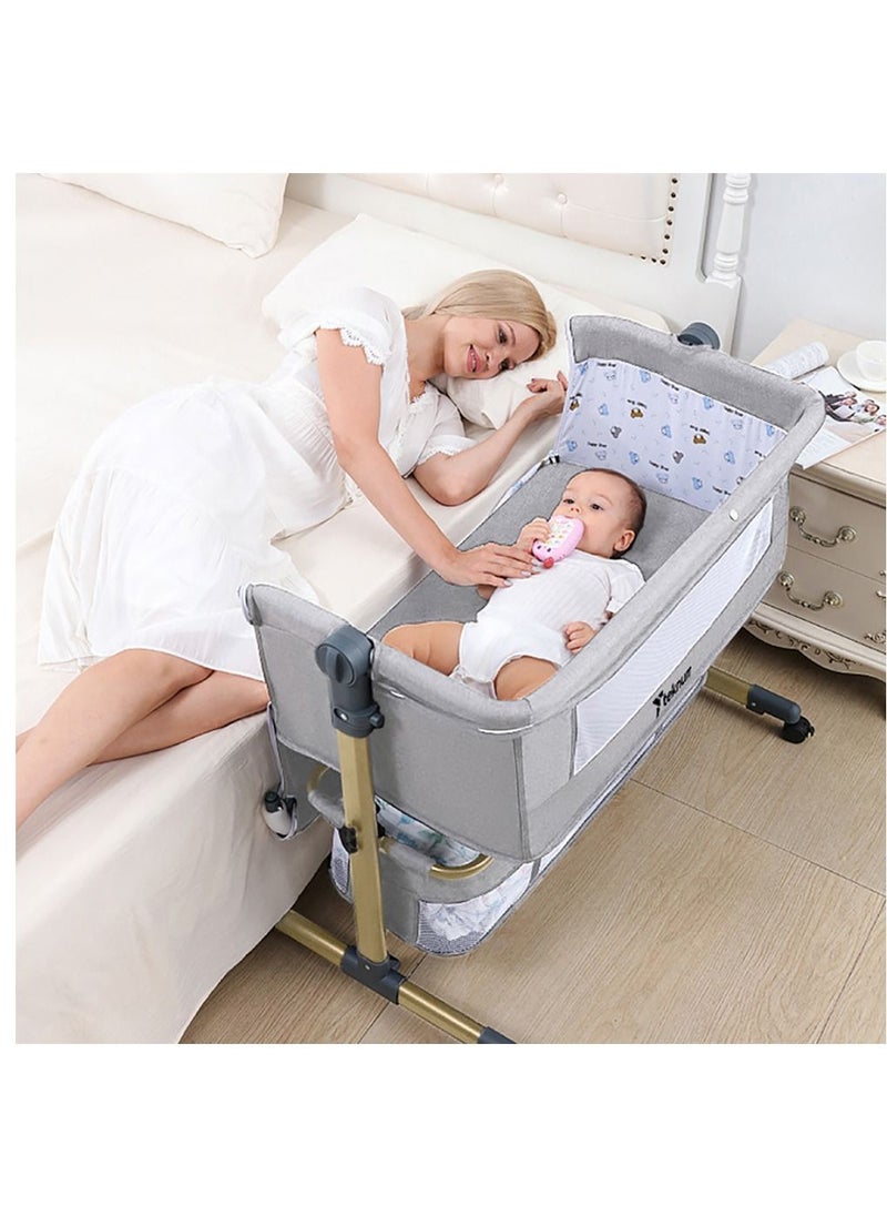 TEKNUM - TEKNUM Sunshine Bedside Crib-Light Grey - Image 1