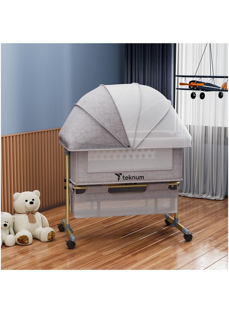 TEKNUM - TEKNUM Sunshine Bedside Crib-Light Grey - Image 1