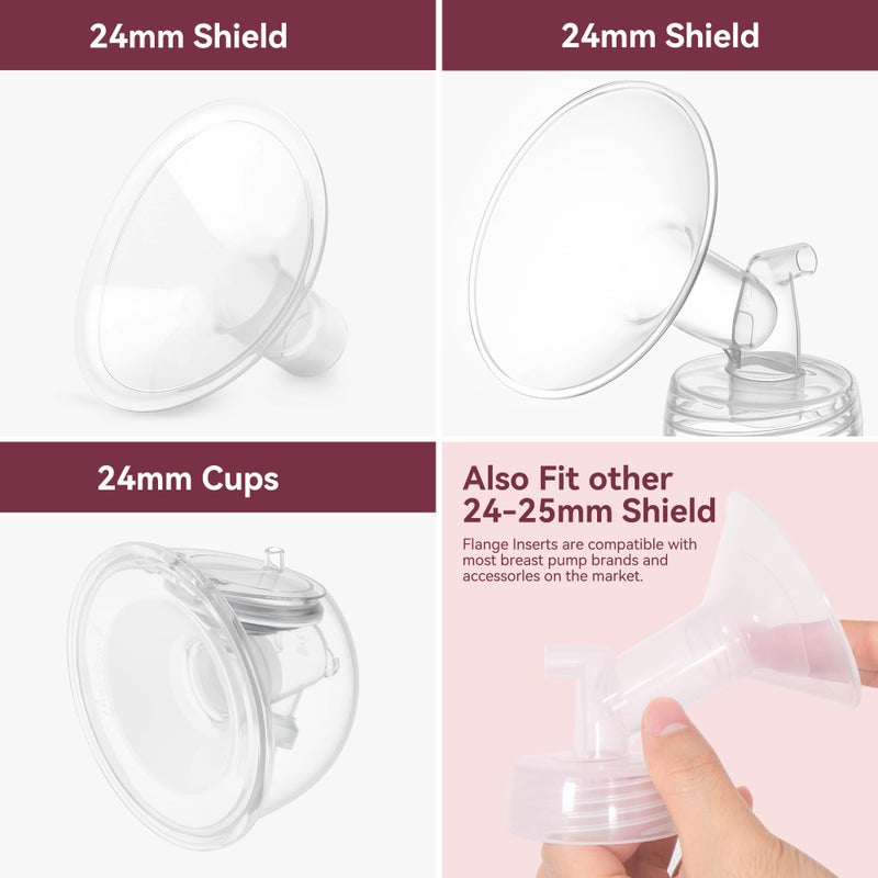 TOVVILD 20mm Flange Inserts for 24mm Flange/Shield, Compatible with Momcozy/Medela/MOMMED/Spectra Breast Pumps, Pump Parts Replace (4PCS 20mm) - Image 3