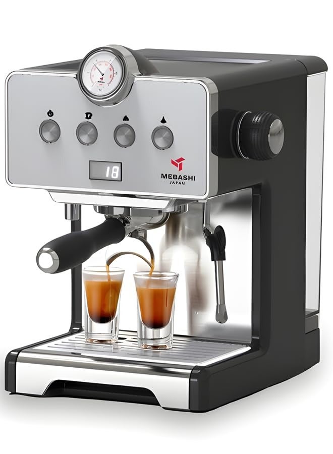 MEBASHI Espresso Coffee Machine - 15 Bar, 1.7L Capacity, Stainless Steel, Multifunction with Adjustable Brewing Time, and Professional Porta-Filter (ME-ECM2043)(1450W) - Image 1