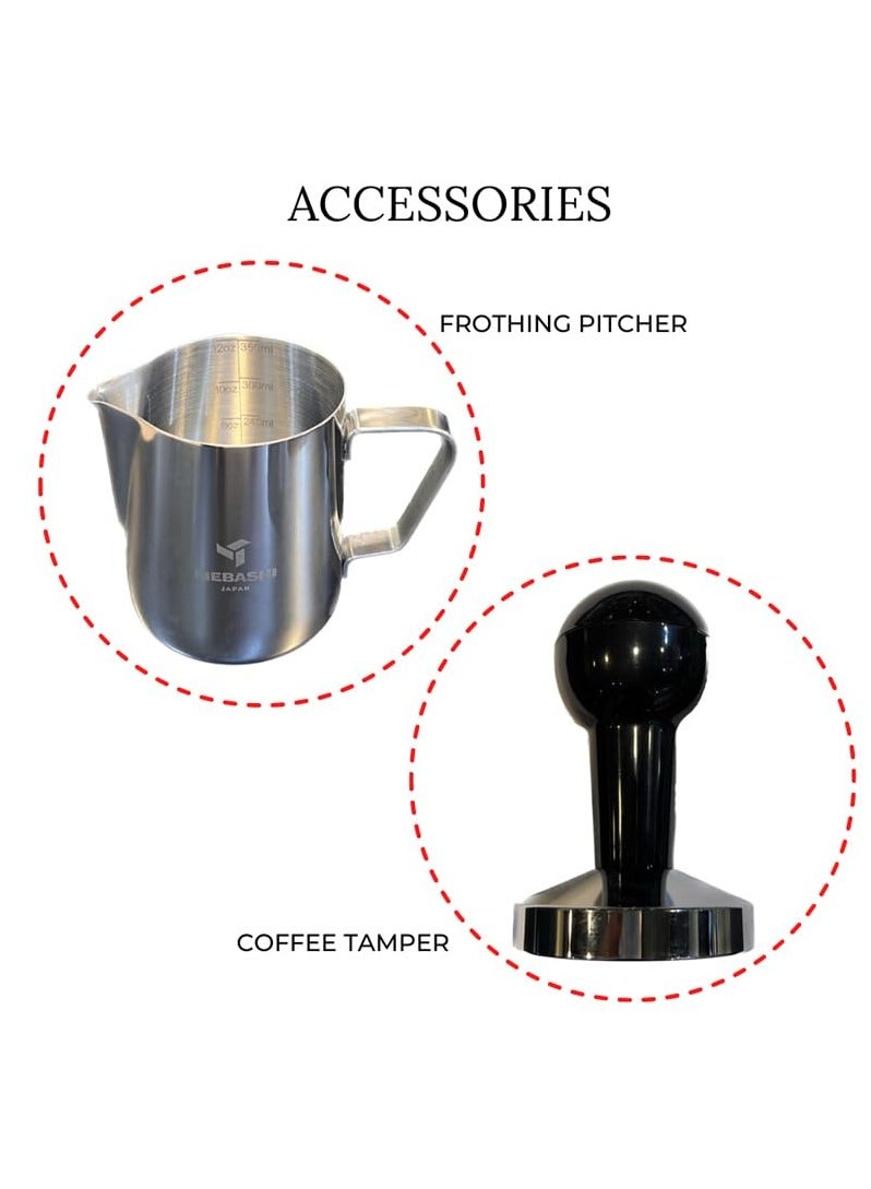 MEBASHI Espresso Coffee Machine - 15 Bar, 1.7L Capacity, Stainless Steel, Multifunction with Adjustable Brewing Time, and Professional Porta-Filter (ME-ECM2043)(1450W) - Image 5