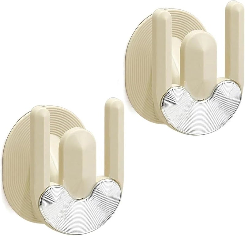 خطافات شنط معلقة على الحائط 4 قطع، قوة تحمل عالية، تصريف للماء، توفير للمساحة، للحمام وغرفة النوم، باللون الأبيض الحليبي - Image 1