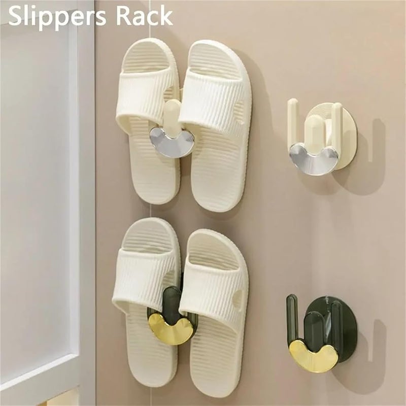 خطافات شنط معلقة على الحائط 4 قطع، قوة تحمل عالية، تصريف للماء، توفير للمساحة، للحمام وغرفة النوم، باللون الأبيض الحليبي - Image 4