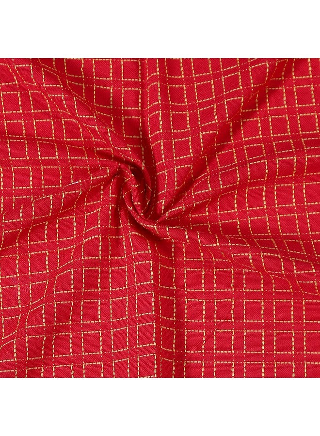 RANGBHAR Handloom Cotton Double Bedsheet Without Pillow Covers, Woven Checkered Bedcover, 90 x 100 inch, Red Box - Image 5