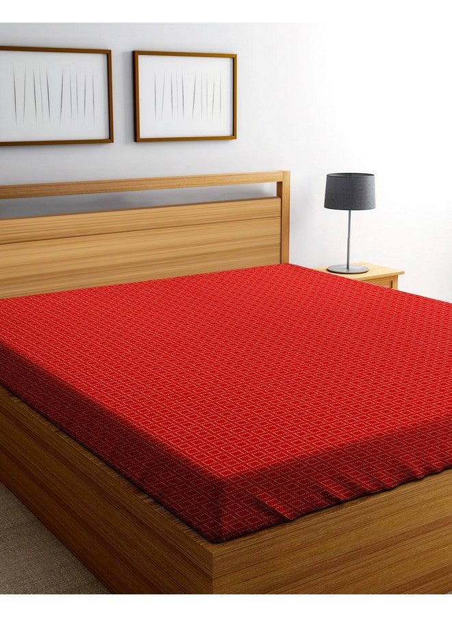 RANGBHAR Handloom Cotton Double Bedsheet Without Pillow Covers, Woven Checkered Bedcover, 90 x 100 inch, Red Box - Image 1