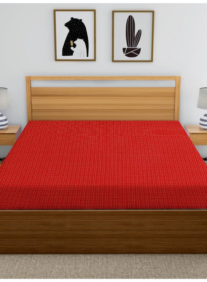 RANGBHAR Handloom Cotton Double Bedsheet Without Pillow Covers, Woven Checkered Bedcover, 90 x 100 inch, Red Box - Image 3