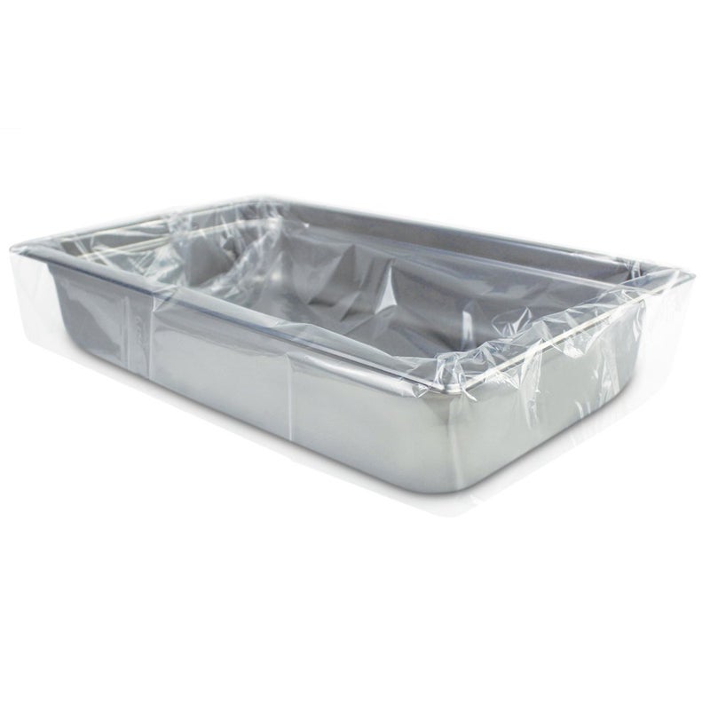 PanSaver Hotel Clear Sheet Pan Liners for Easy Clean Up - Disposable Buffet Pan Liners, Ovenable up to 400F (Half Pan - Deep - 34 x 12 IN) - Image 1