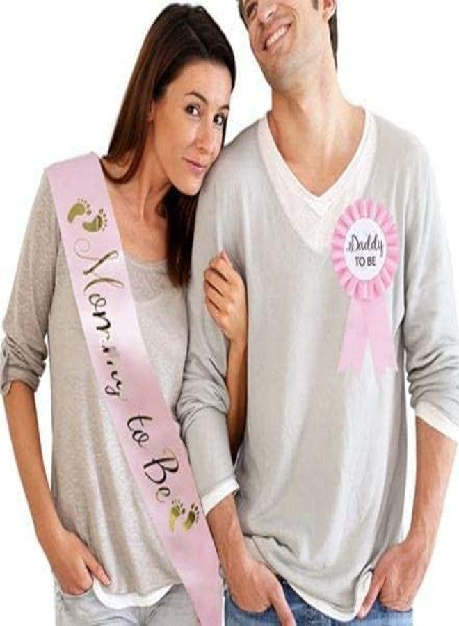Armear Pink Baby Shower Sash for Mom To Be Sash Baby Boy Shower Decorations Daddy To Be Badge Baby Shower Decorations Girl - Gender Reveal Decorations - Image 1