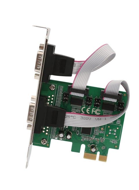 بطاقة تحكم تسلسلية DB9 بمنفذين PCI-Express RS-232 من IO Crest مع دعامة منخفضة الارتفاع وشريحة Asix99100 - باللون الأخضر